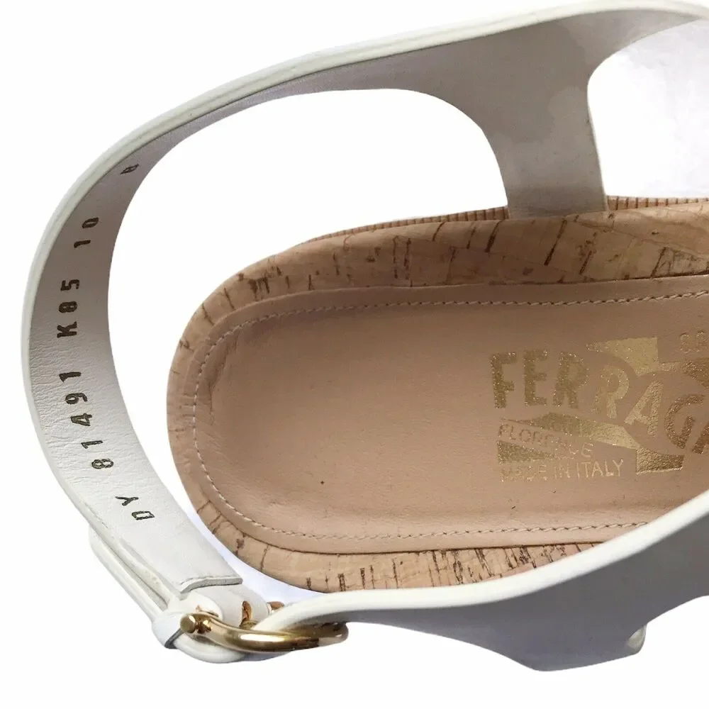 Ferragamo Gioela Wedges Espadrilles Size 40 Lait Rope Wrapped High Heel Sandals